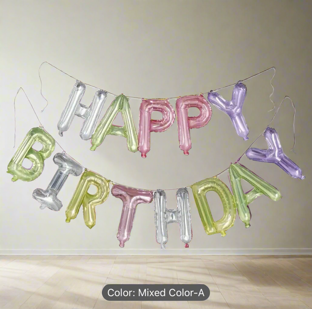 Pastel "Happy Birthday" Balloon Banner