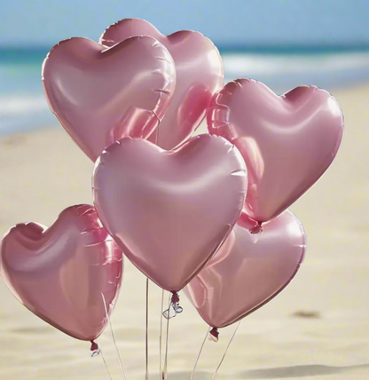 Pink Heart Foil Balloons – Perfect for Celebrations & Romantic Occasions (Pack of 5)