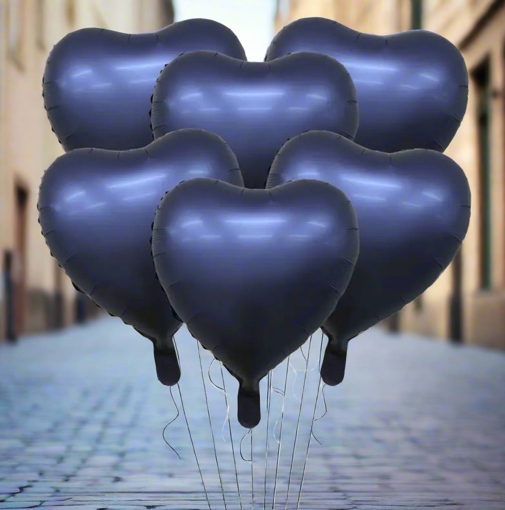 Navy Blue Heart Foil Balloons Set of 6