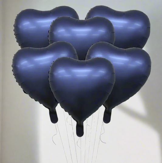 Navy Blue Heart Foil Balloons Set of 6