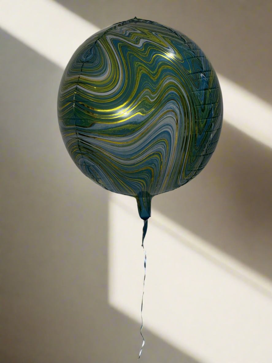 Golden & Green Swirl Marble Balloon – Perfect for Birthdays, Weddings & Parties (22 inches)