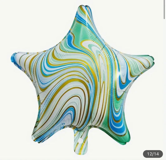 Marble Agate Foil Balloons – 2-Pack (Heart & Star)